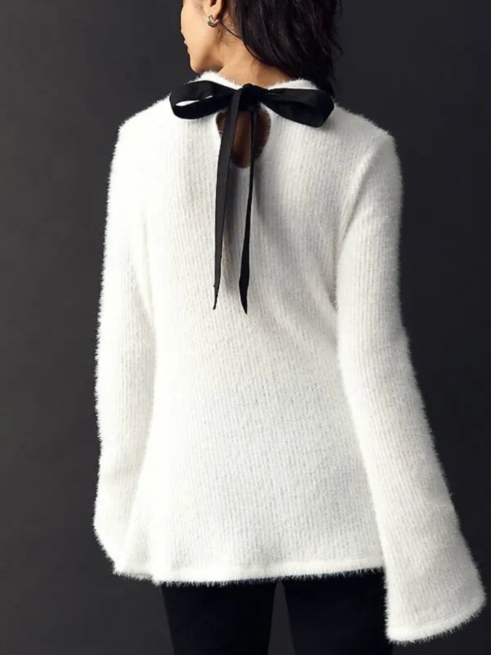 Anthropologie Maeve Tie-Back Bell-Sleeve Top, Ivory, L - Picture 2 of 7
